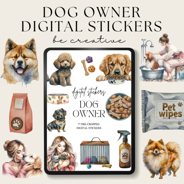 Dog Lover Digital Sticker Planner, Puppy Digital Stickers, Goodnotes Stickers, Canine Animal Stickers, Notable Embellishments, Pet PNG