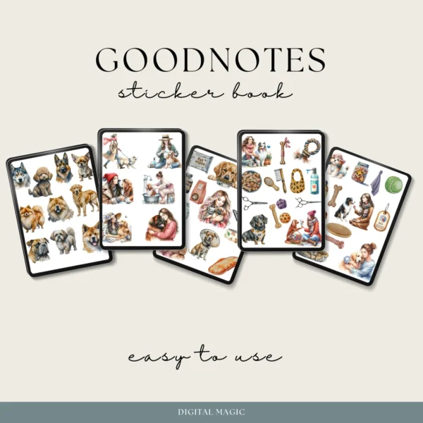 Dog Lover Digital Sticker Planner, Puppy Digital Stickers, Goodnotes Stickers, Canine Animal Stickers, Notable Embellishments, Pet PNG - Image 3