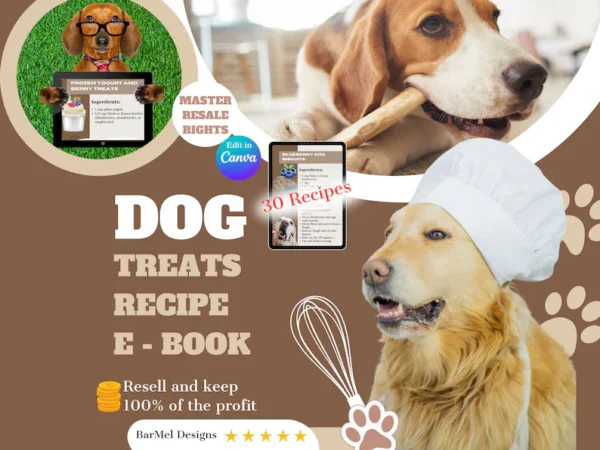 MRR PLR Homemade Dog Treats Recipe Book with Resell Rights | Dog Nutrition Book | Printable Dog Cookbook